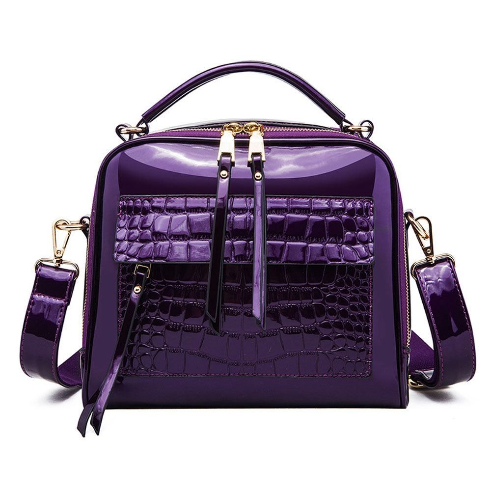 Trendy Portable Womens Crossbody Bags High Quality Bright PU Leather Ladies Handbags Large Casual Bag