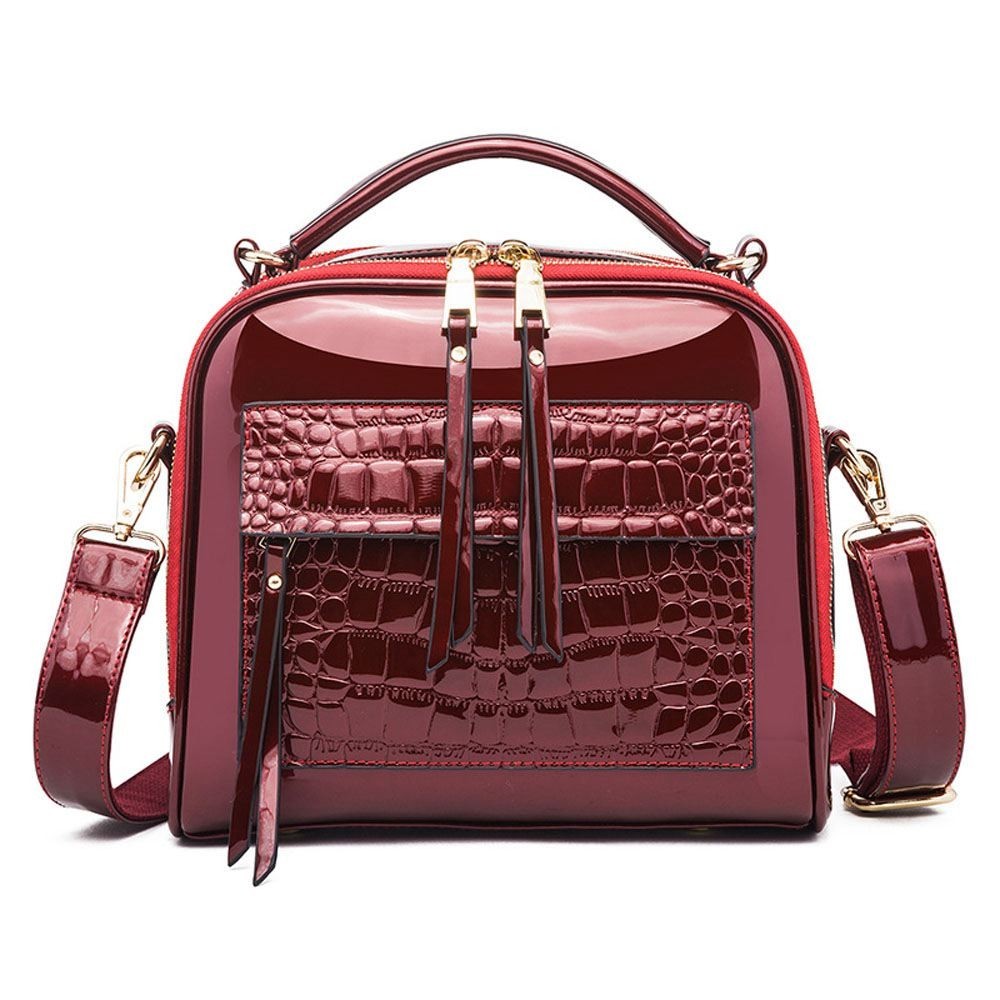Trendy Portable Womens Crossbody Bags High Quality Bright PU Leather Ladies Handbags Large Casual Bag