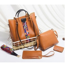 Women Shoulder Bag New PU Leather Hand Bag Retro Trend Ladies Portable Bag 3Pcs Set