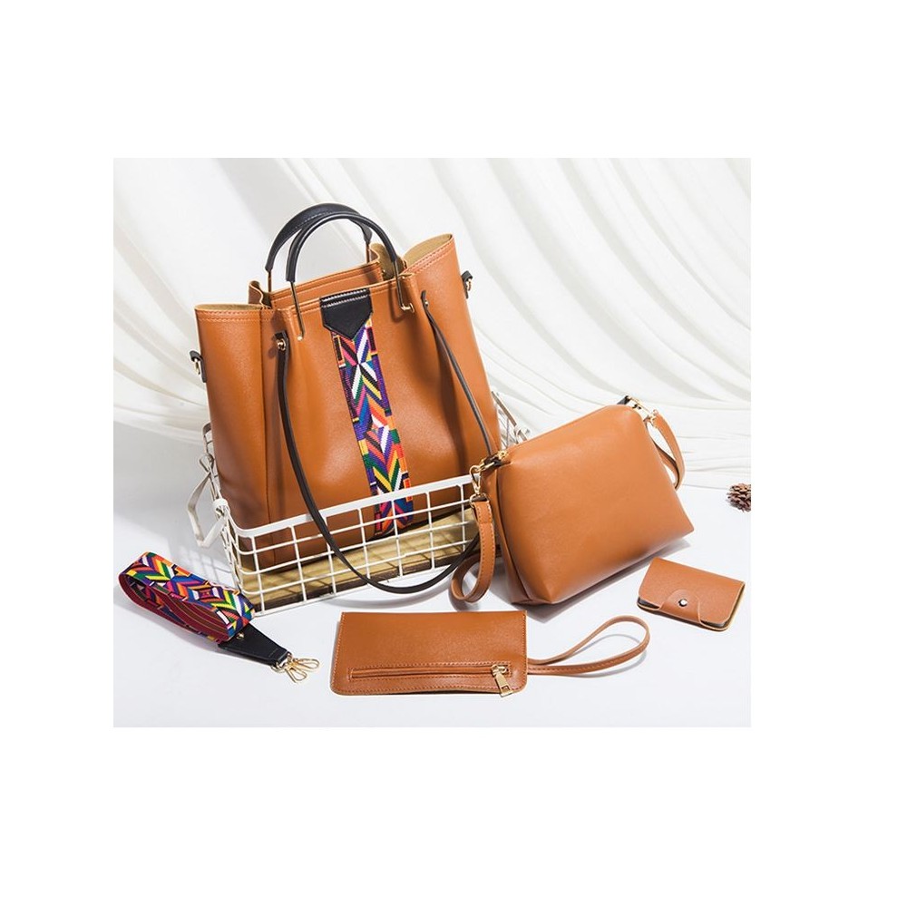 Women Shoulder Bag New PU Leather Hand Bag Retro Trend Ladies Portable Bag 3Pcs Set