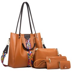 Women Shoulder Bag New PU Leather Hand Bag Retro Trend Ladies Portable Bag 3Pcs Set
