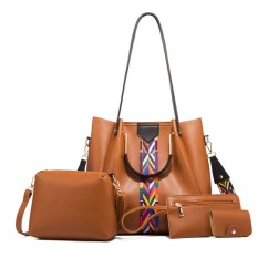 Women Shoulder Bag New PU Leather Hand Bag Retro Trend Ladies Portable Bag 3Pcs Set