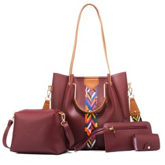 Women Shoulder Bag New PU Leather Hand Bag Retro Trend Ladies Portable Bag 3Pcs Set