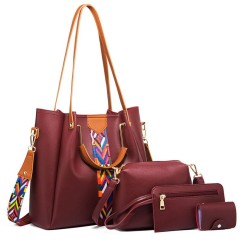 Women Shoulder Bag New PU Leather Hand Bag Retro Trend Ladies Portable Bag 3Pcs Set