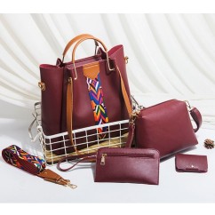 Women Shoulder Bag New PU Leather Hand Bag Retro Trend Ladies Portable Bag 3Pcs Set